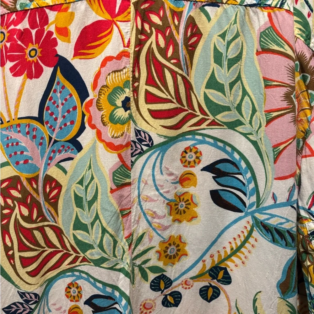 Zara Multicolor Floral Romper Playsuit Viscose Linen Whimsical Colorful size S - Picture 6 of 13